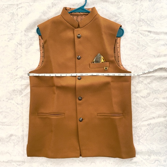 Men’s mustard Waistcoat Nehru Jacket - Picture 3 of 8